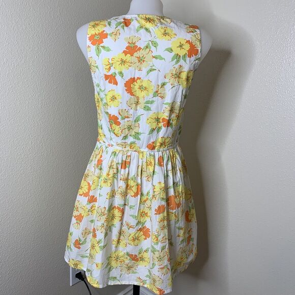 Faithfull The Brand Double Tie Front V Neck Sleeveless Yellow Floral Dress Sz S - Picture 6 of 9